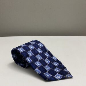 ERMENEGILDO ZEGNA Blue Plaid Check Woven 100% Silk Tie Necktie 59"L x 3.75"W